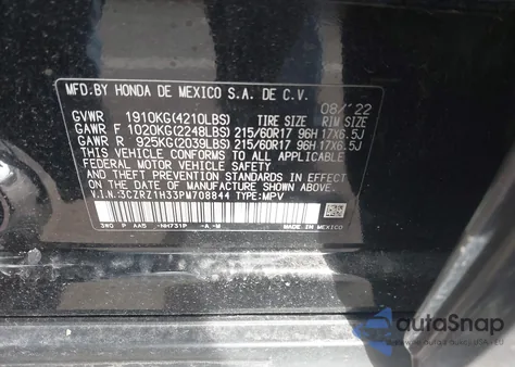 2023 Honda Hr-V 2Wd Lx from USA, damaged, VIN 3CZRZ1H33PM708844